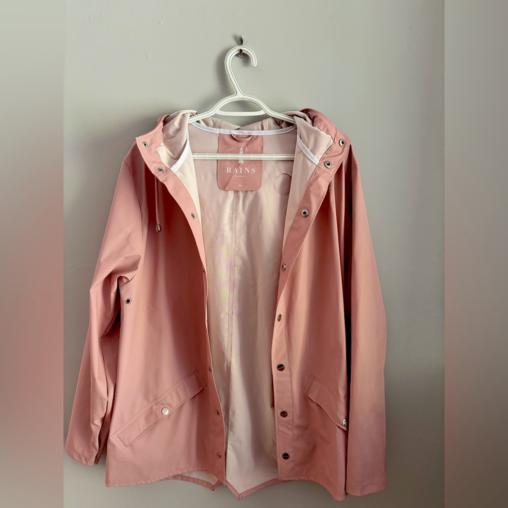 Rains Women's Pink Hooded Jacket